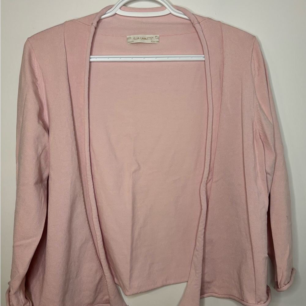 Elisa Cavaletti Light Pink Open-Front Women's Cardigan 3/4 sleeve Size M